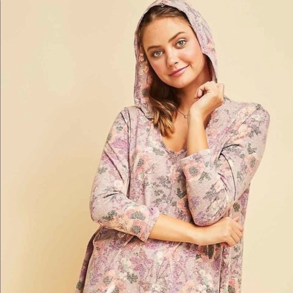 Burnout floral print hoodie.